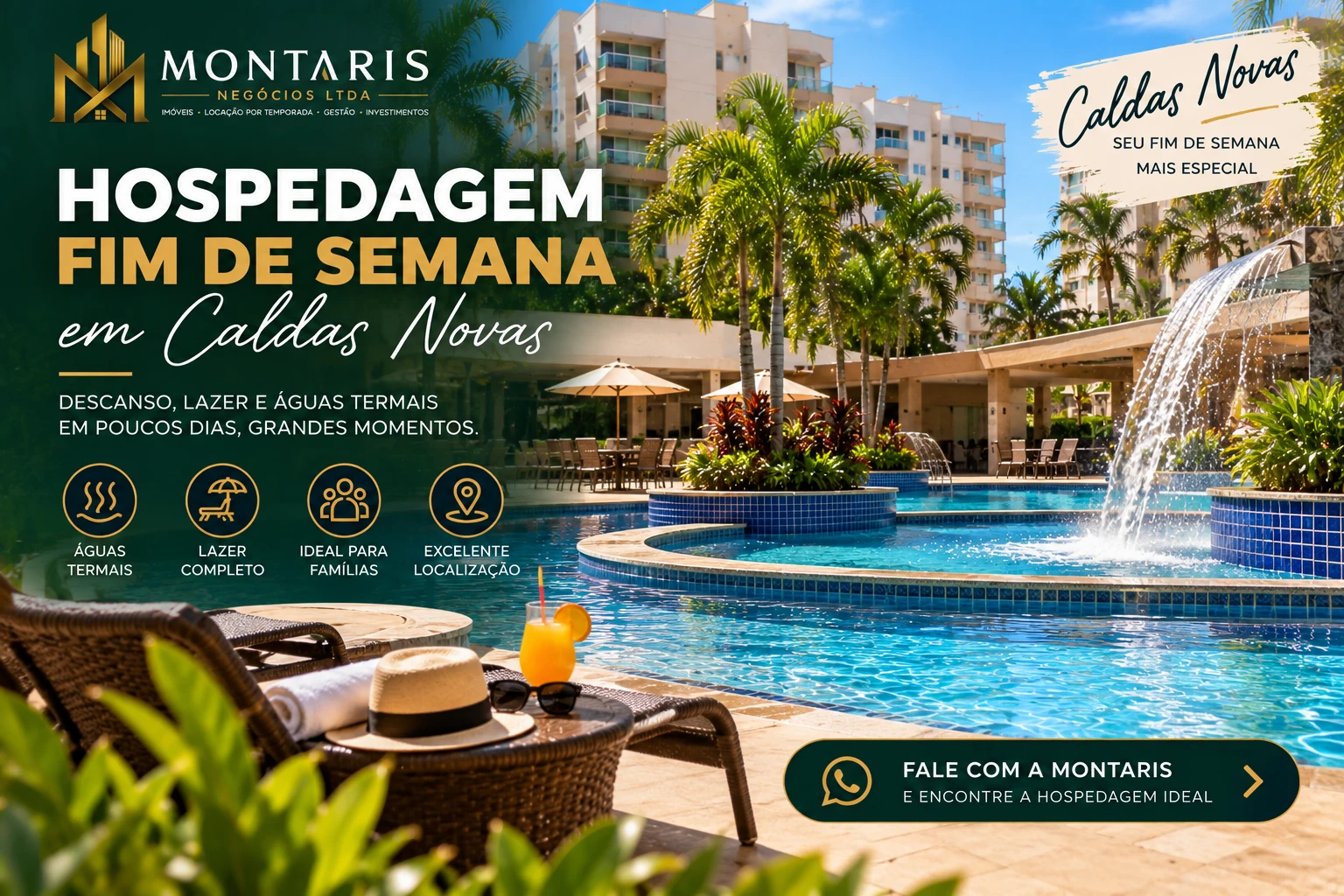 Hospedagem Fim de Semana em Caldas Novas | Montaris Hospedagem fim de semana em Caldas Novas com piscinas e área de lazer