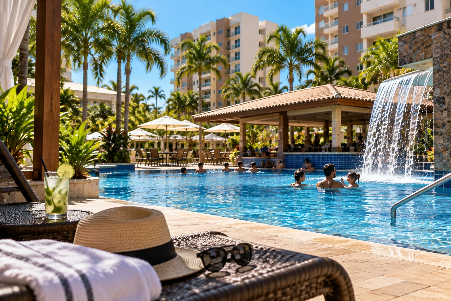 Hospedagem fim de semana em Caldas Novas com piscinas e área de lazer