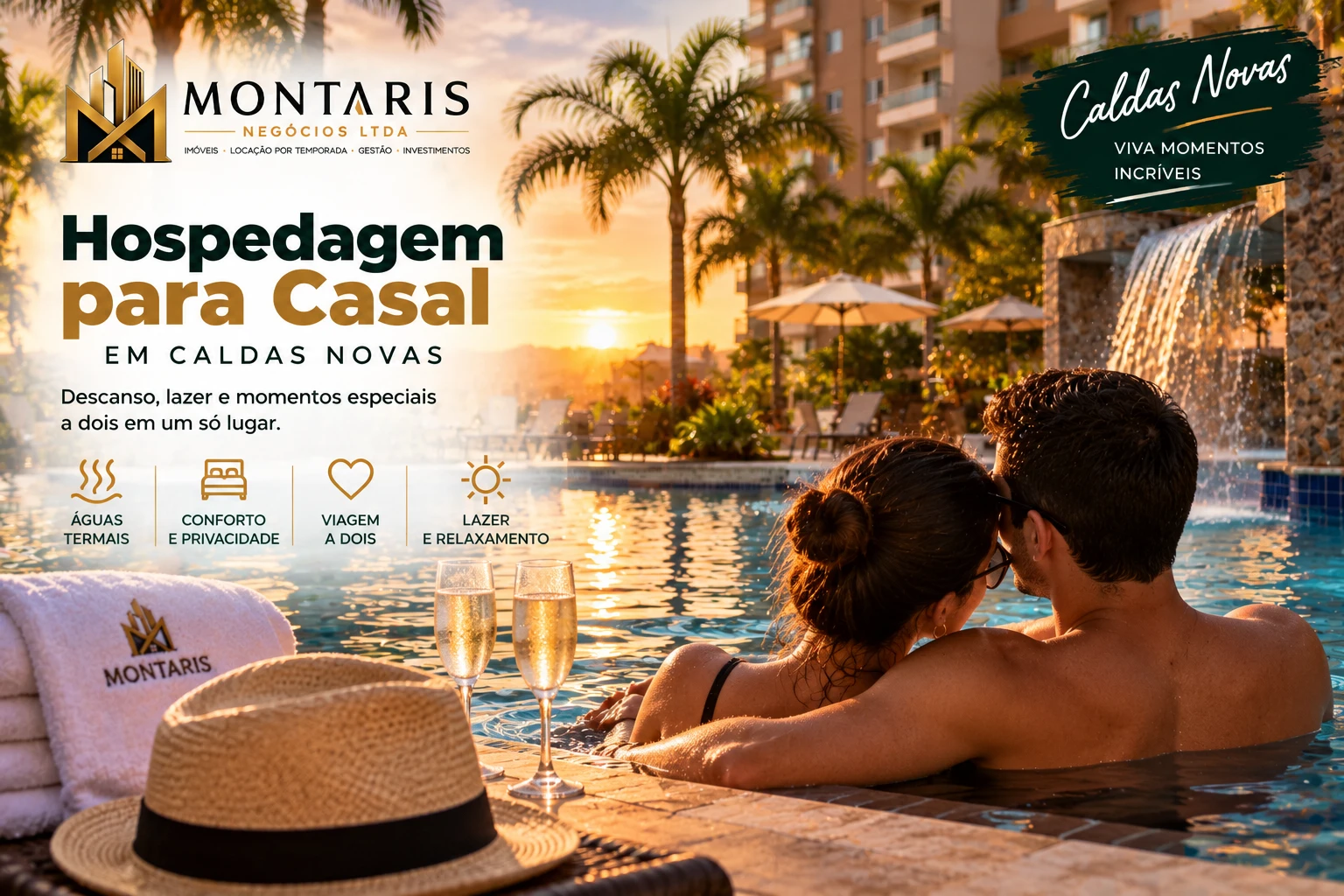 Hospedagem para Casal em Caldas Novas | Montaris Negócios Hospedagem para casal em Caldas Novas com piscinas e águas termais