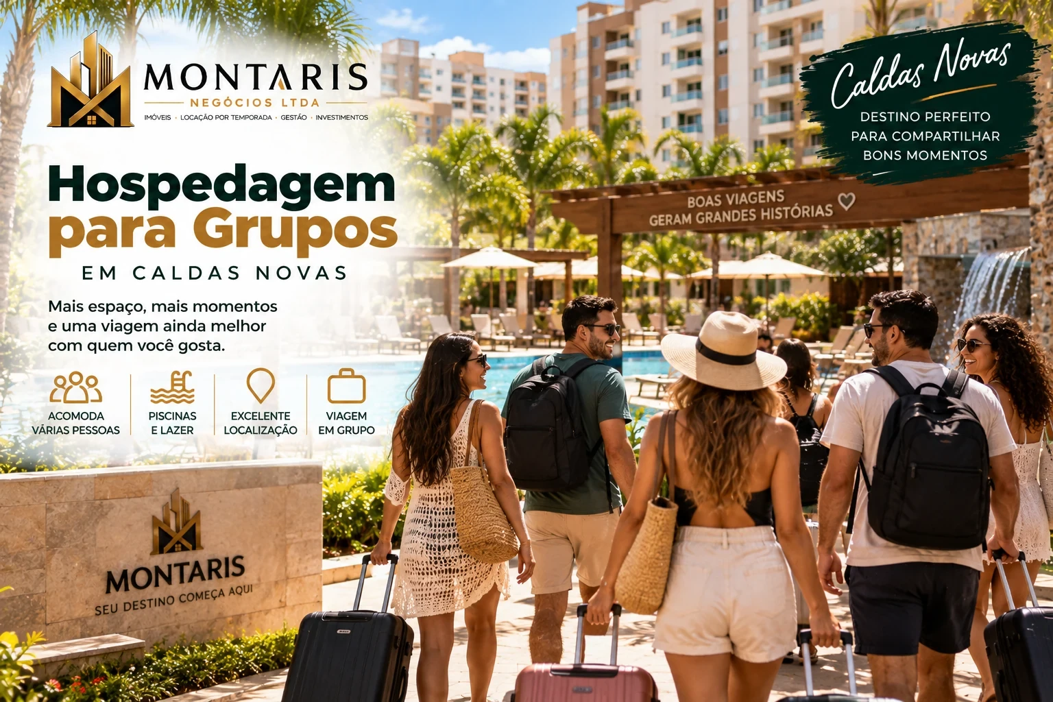Hospedagem para Grupos em Caldas Novas | Montaris Negócios Hospedagem para grupos em Caldas Novas com apartamentos, piscinas e lazer