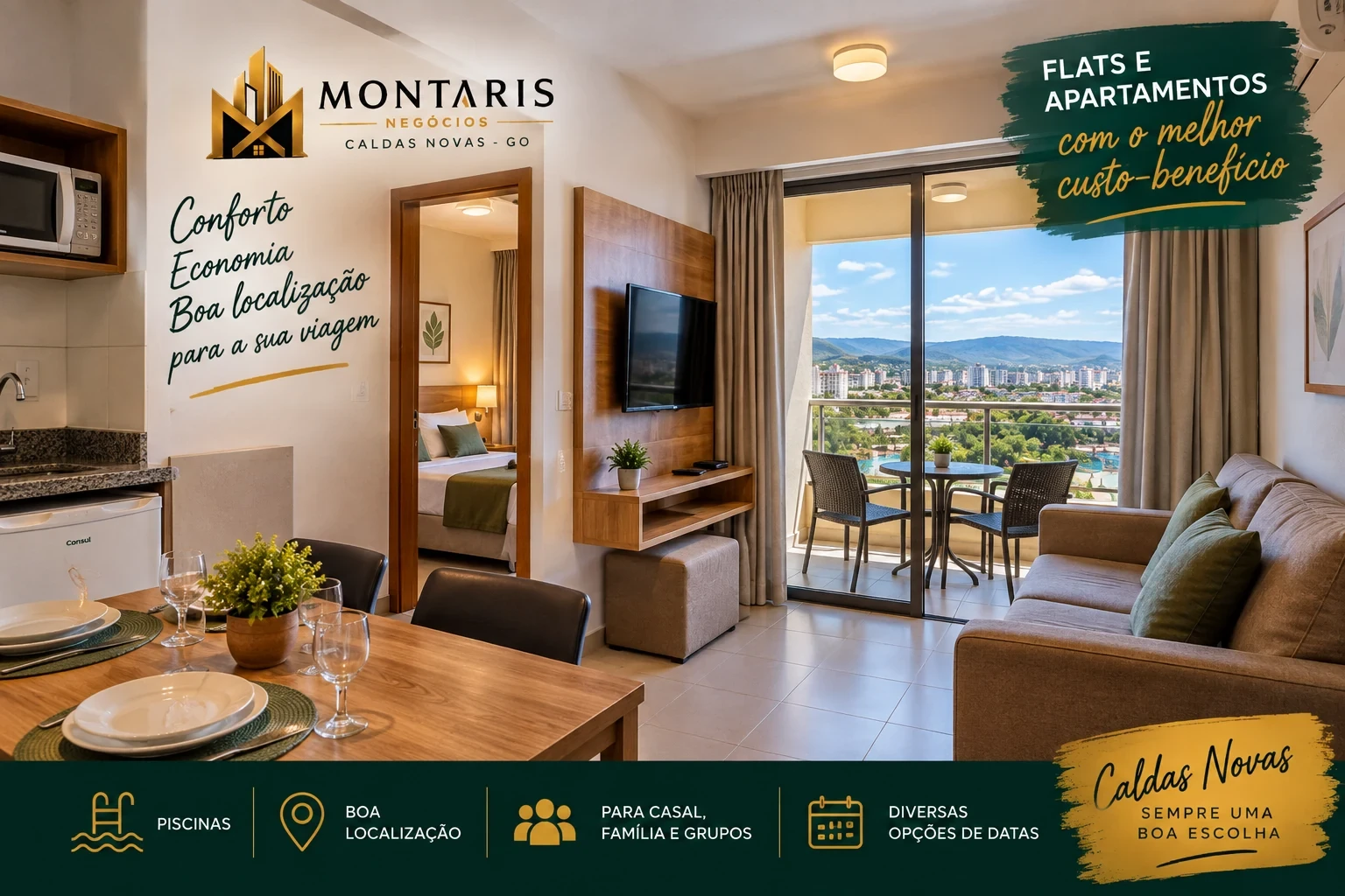 Apartamento para hospedagem barata em Caldas Novas com conforto e boa localização