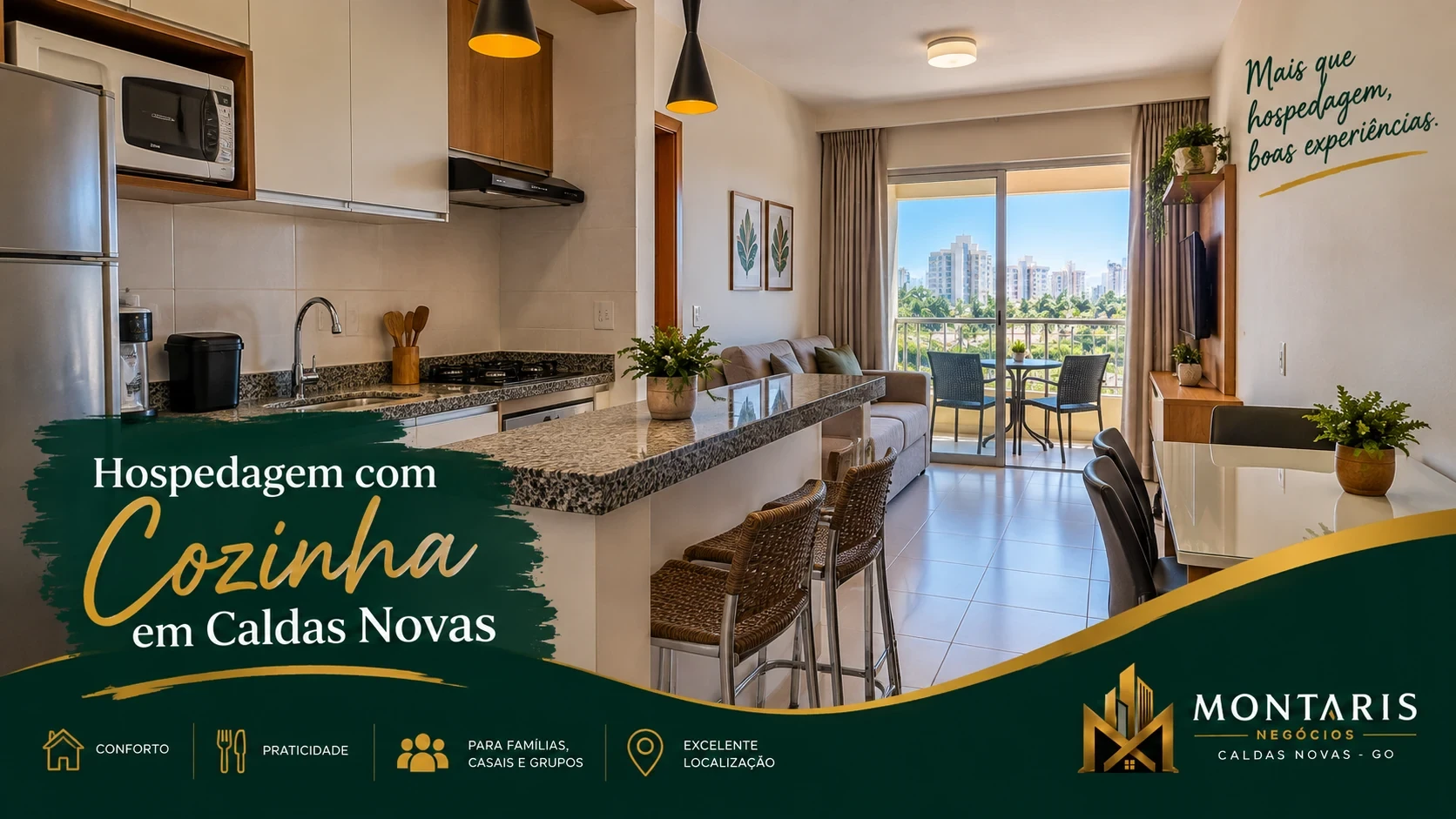 Hospedagem com Cozinha em Caldas Novas | Montaris Negócios Hospedagem com cozinha em Caldas Novas em apartamento para temporada