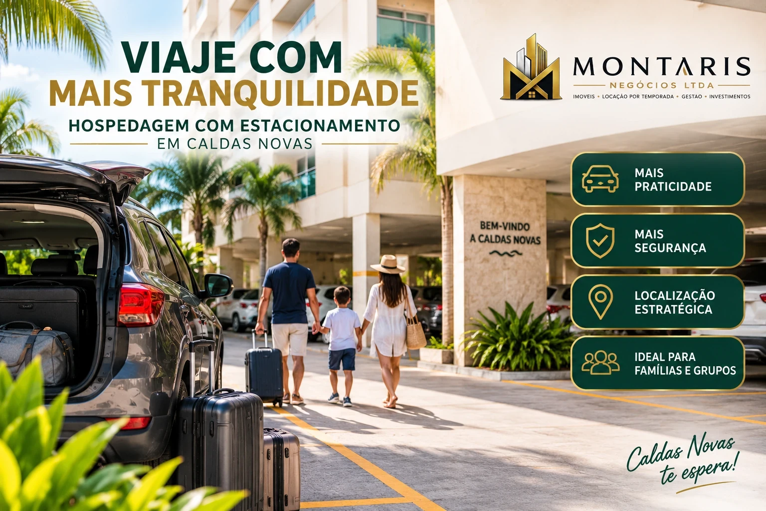 Hospedagem com estacionamento em Caldas Novas para famílias
