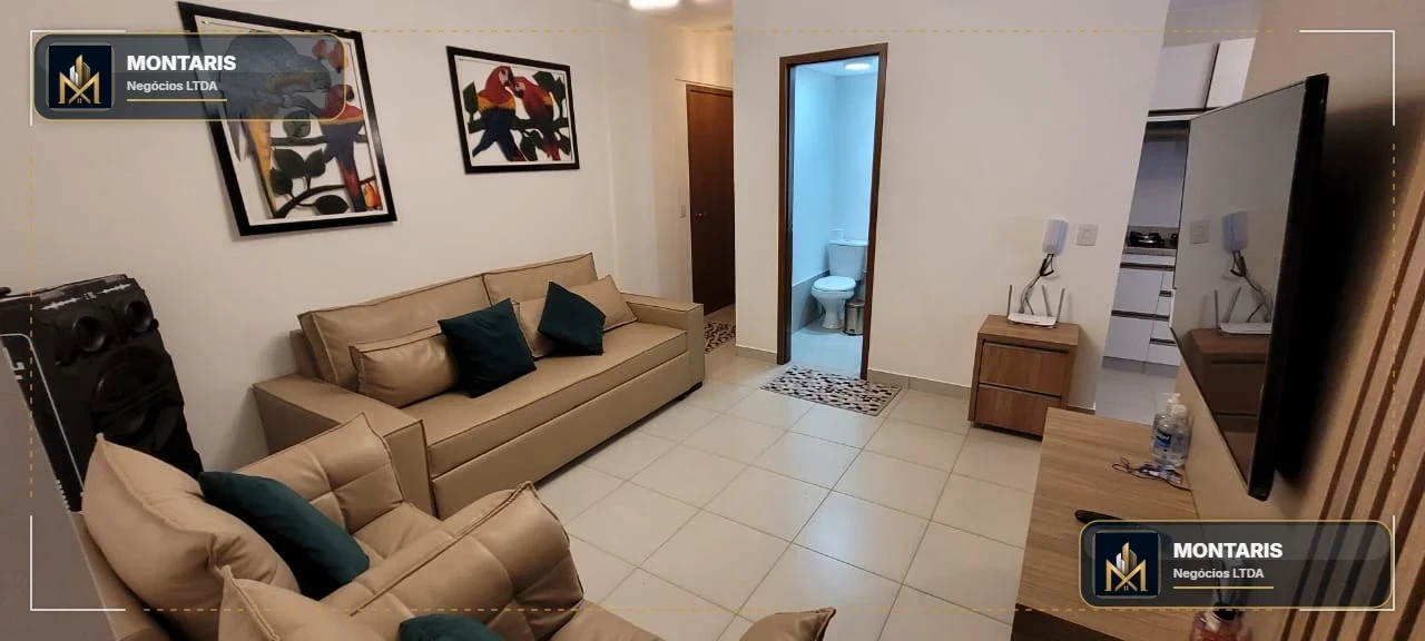 Sala de apartamento mobiliado em Caldas Novas anunciado pela Montaris Negócios